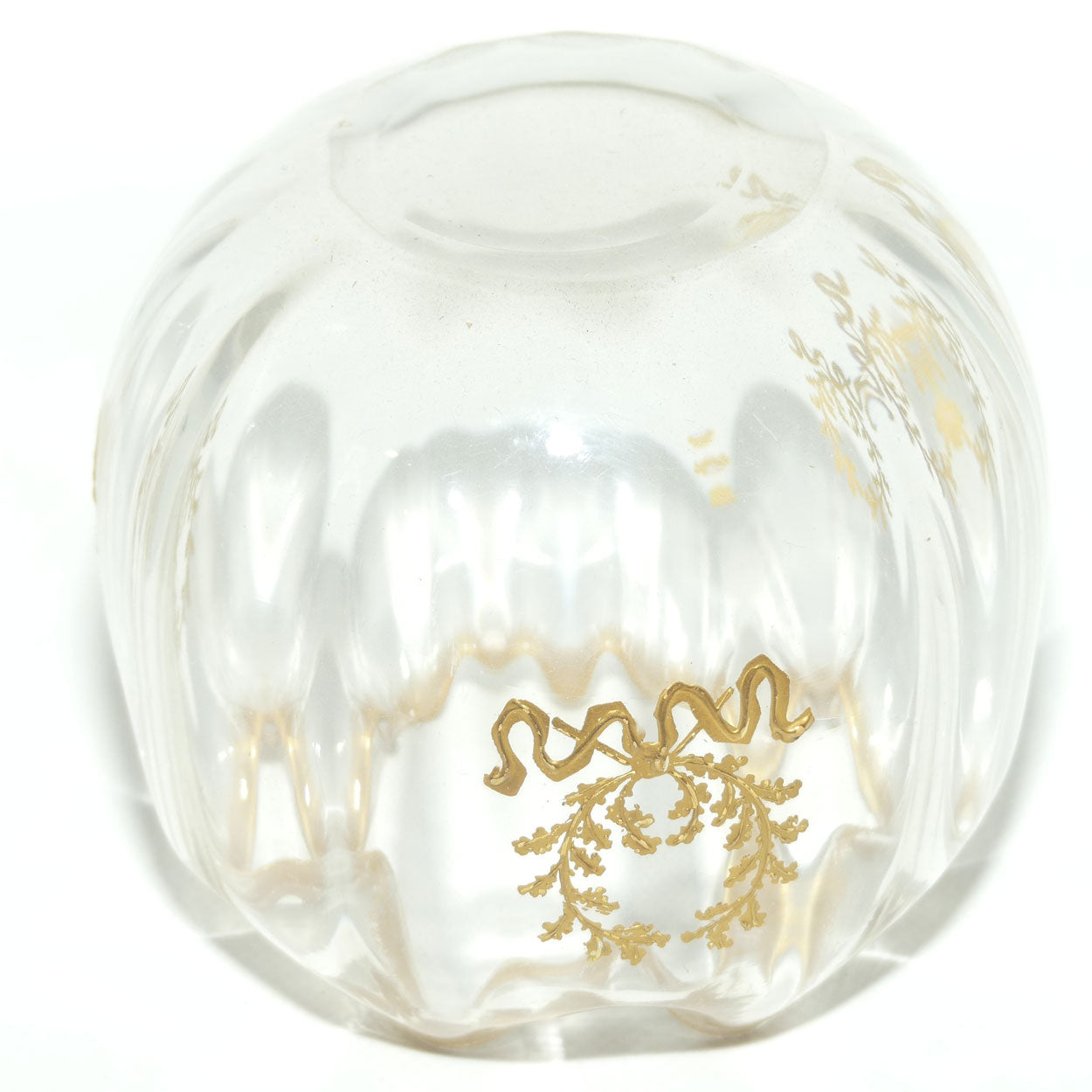 Edwardian era Gilt trim and hand decorated glass bowl