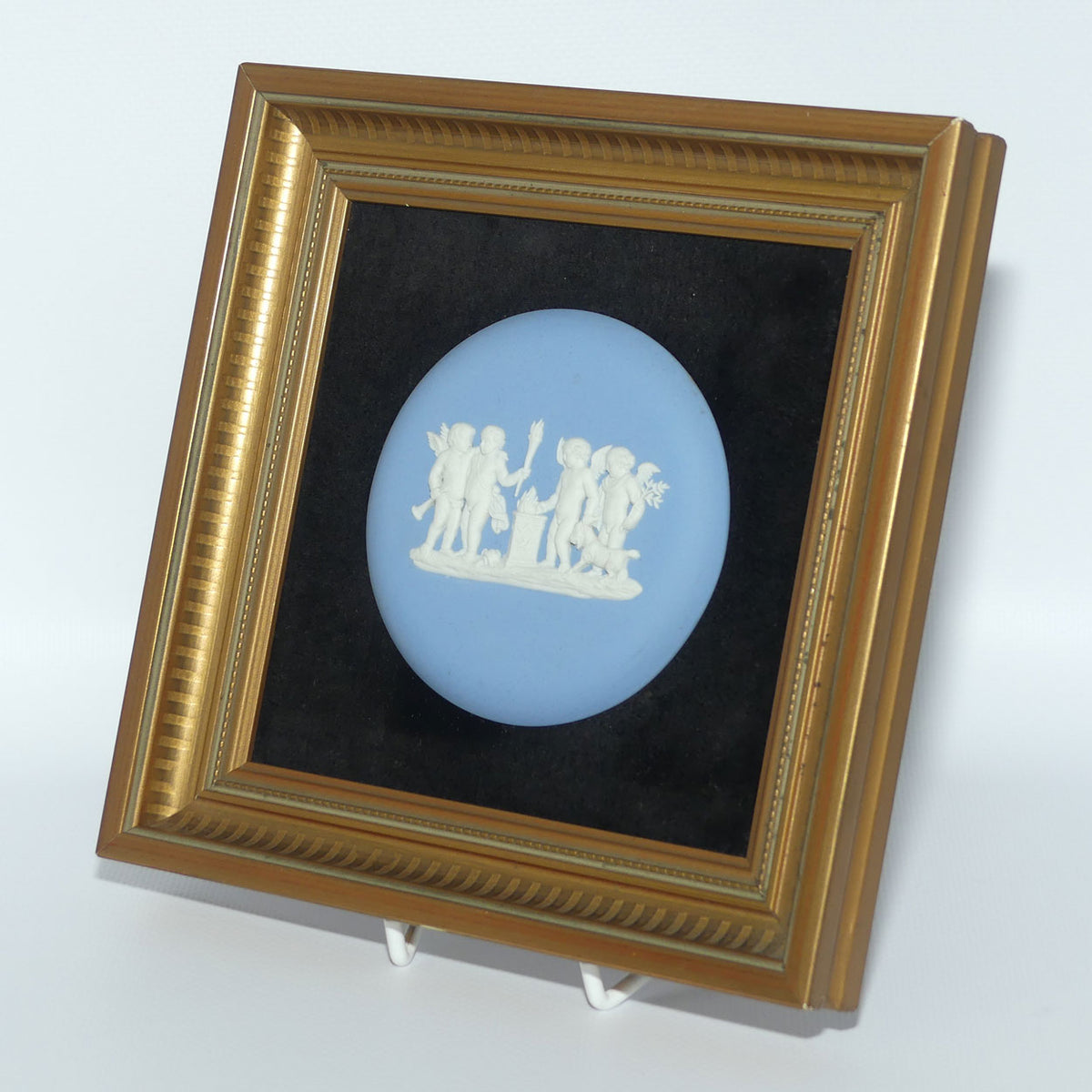 Wedgwood Jasper Cupids Round Cameo framed in Square Gilt Frame
