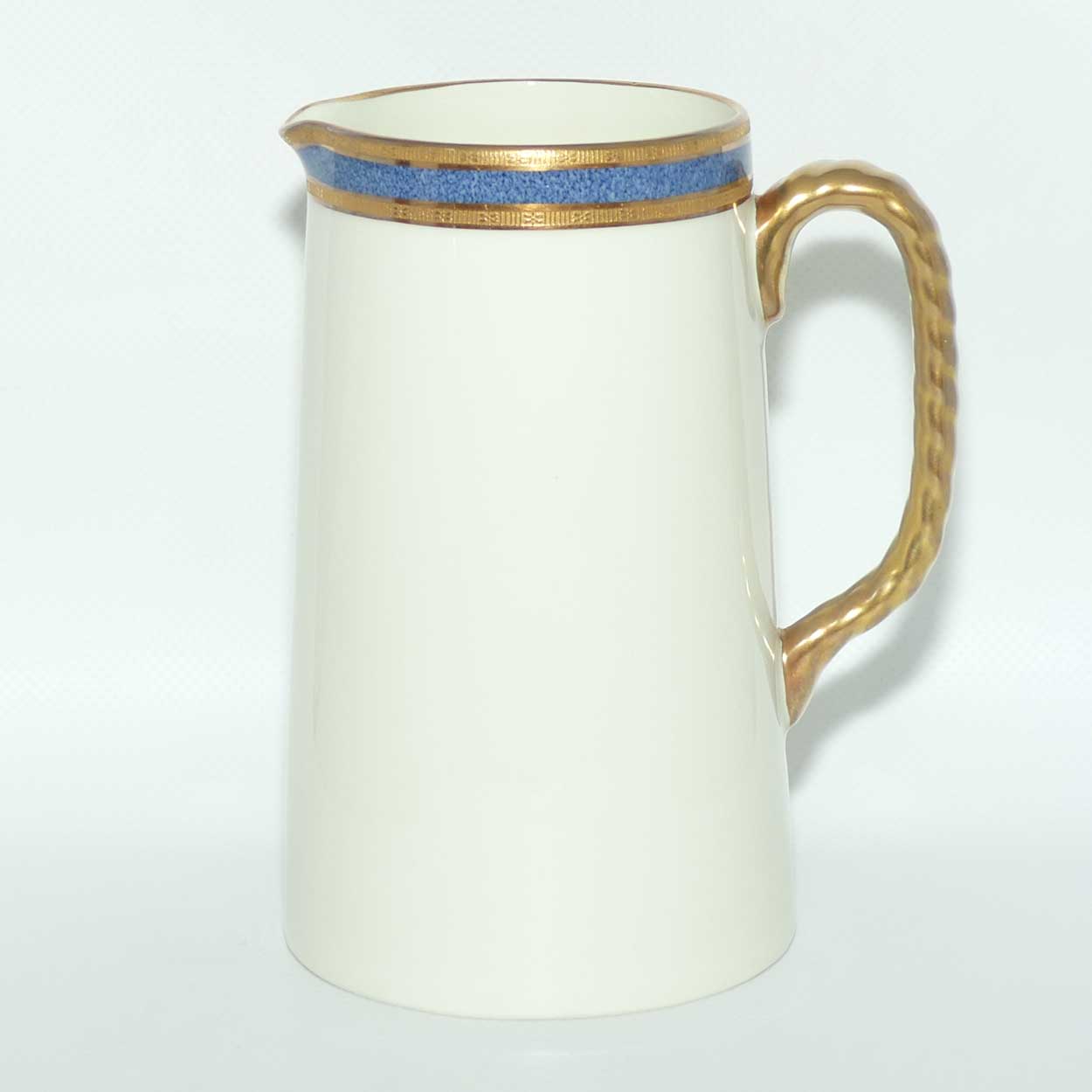 Royal Doulton superbly gilt rope twist handle jug decorated with Blue band | H3367 | 16+ cm tall