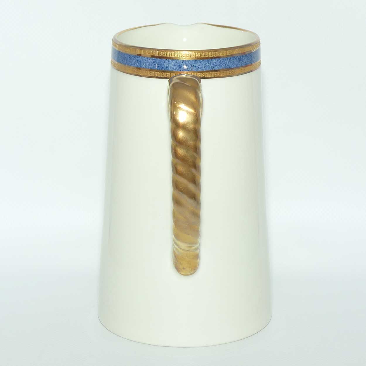 Royal Doulton superbly gilt rope twist handle jug decorated with Blue band | H3367 | 16+ cm tall