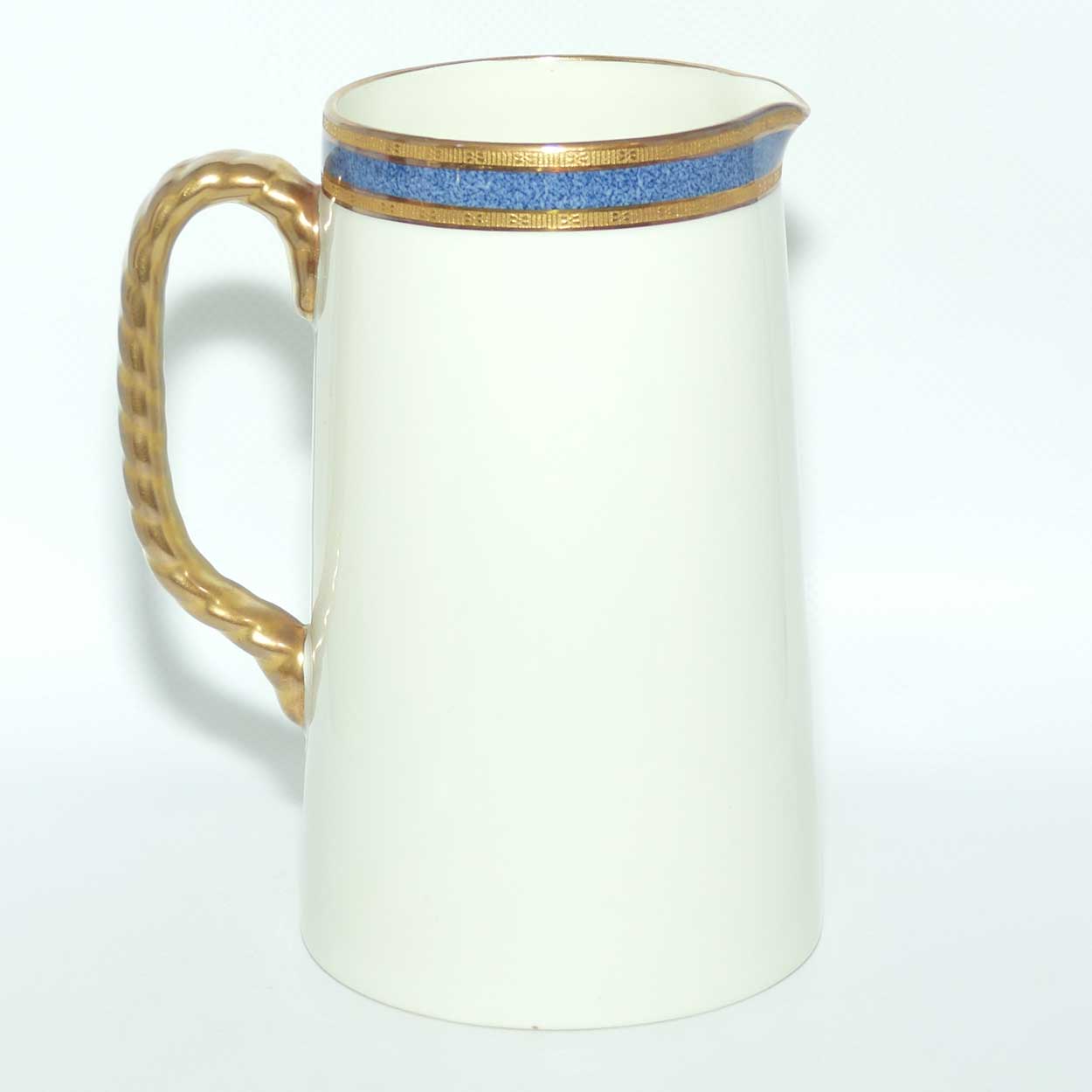 Royal Doulton superbly gilt rope twist handle jug decorated with Blue band | H3367 | 16+ cm tall