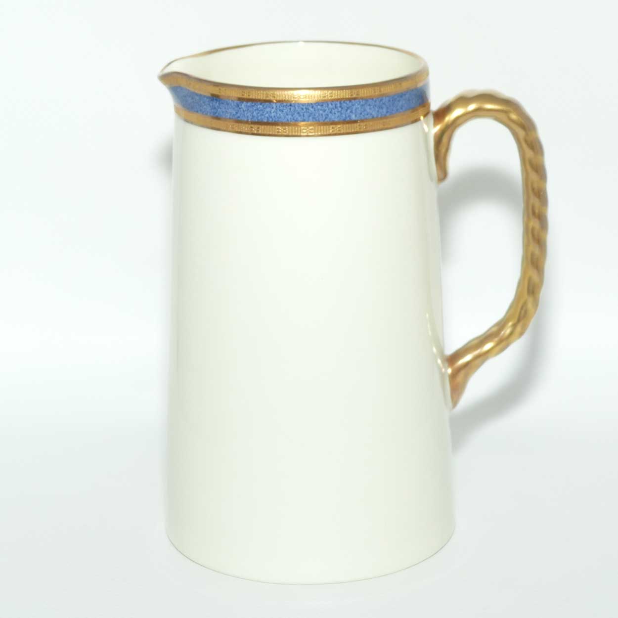 Royal Doulton superbly gilt rope twist handle jug decorated with Blue band | H3367 | 16+ cm tall