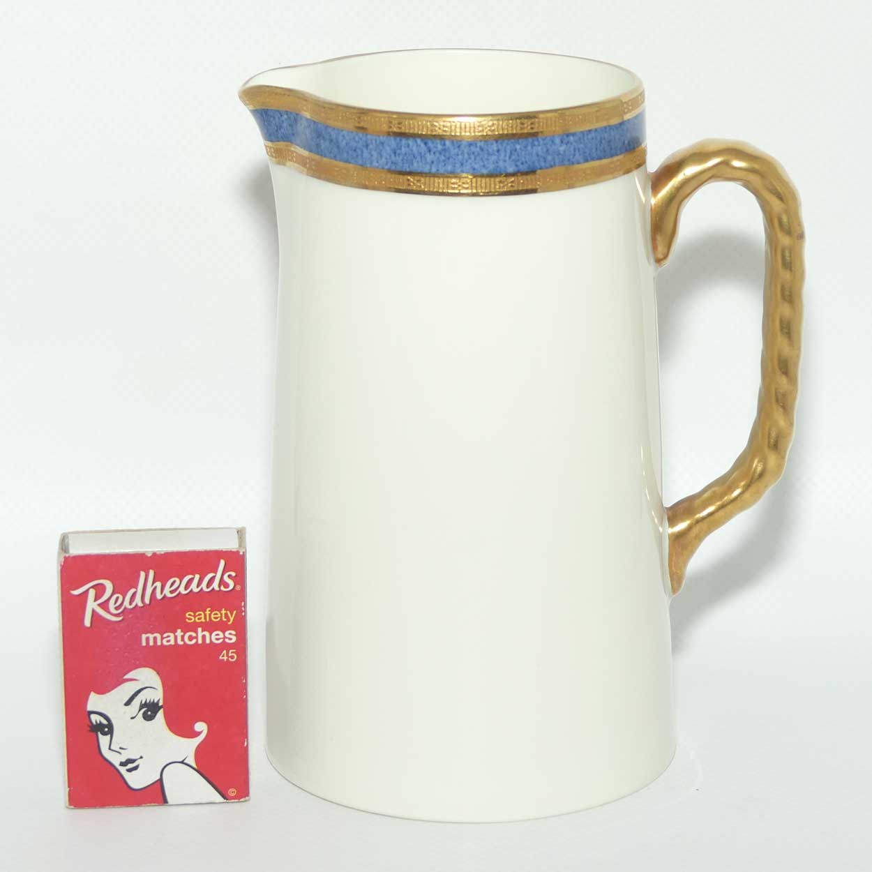 Royal Doulton superbly gilt rope twist handle jug decorated with Blue band | H3367 | 14+ cm tall