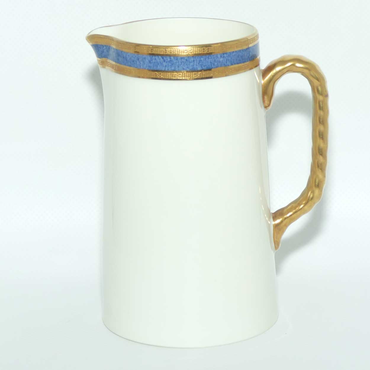 Royal Doulton superbly gilt rope twist handle jug decorated with Blue band | H3367 | 14+ cm tall