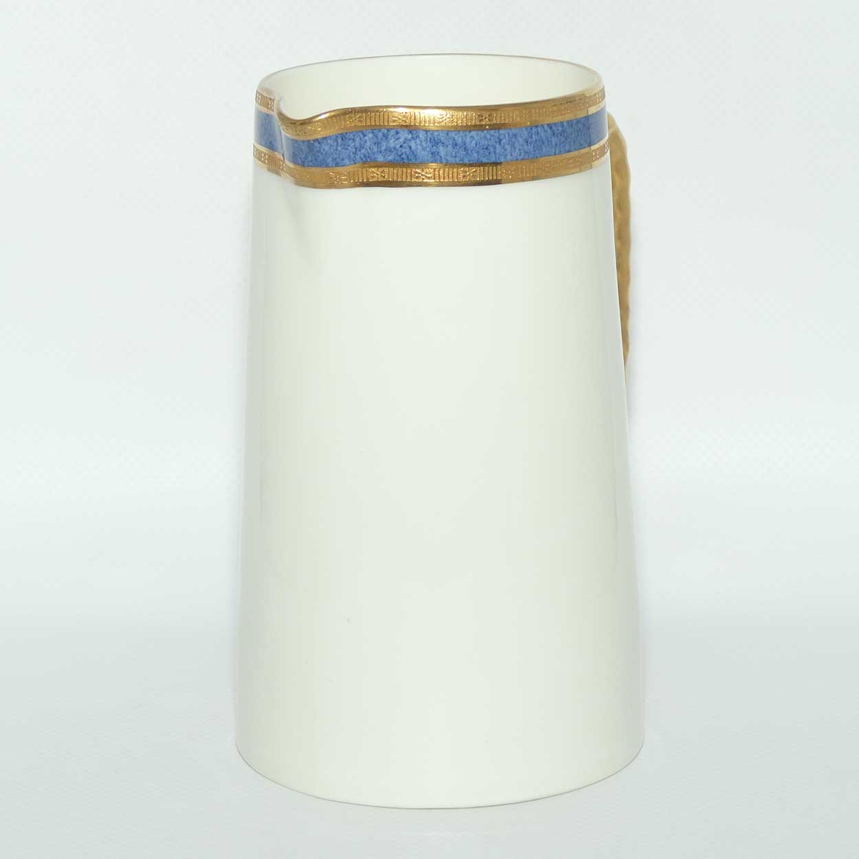 Royal Doulton superbly gilt rope twist handle jug decorated with Blue band | H3367 | 14+ cm tall