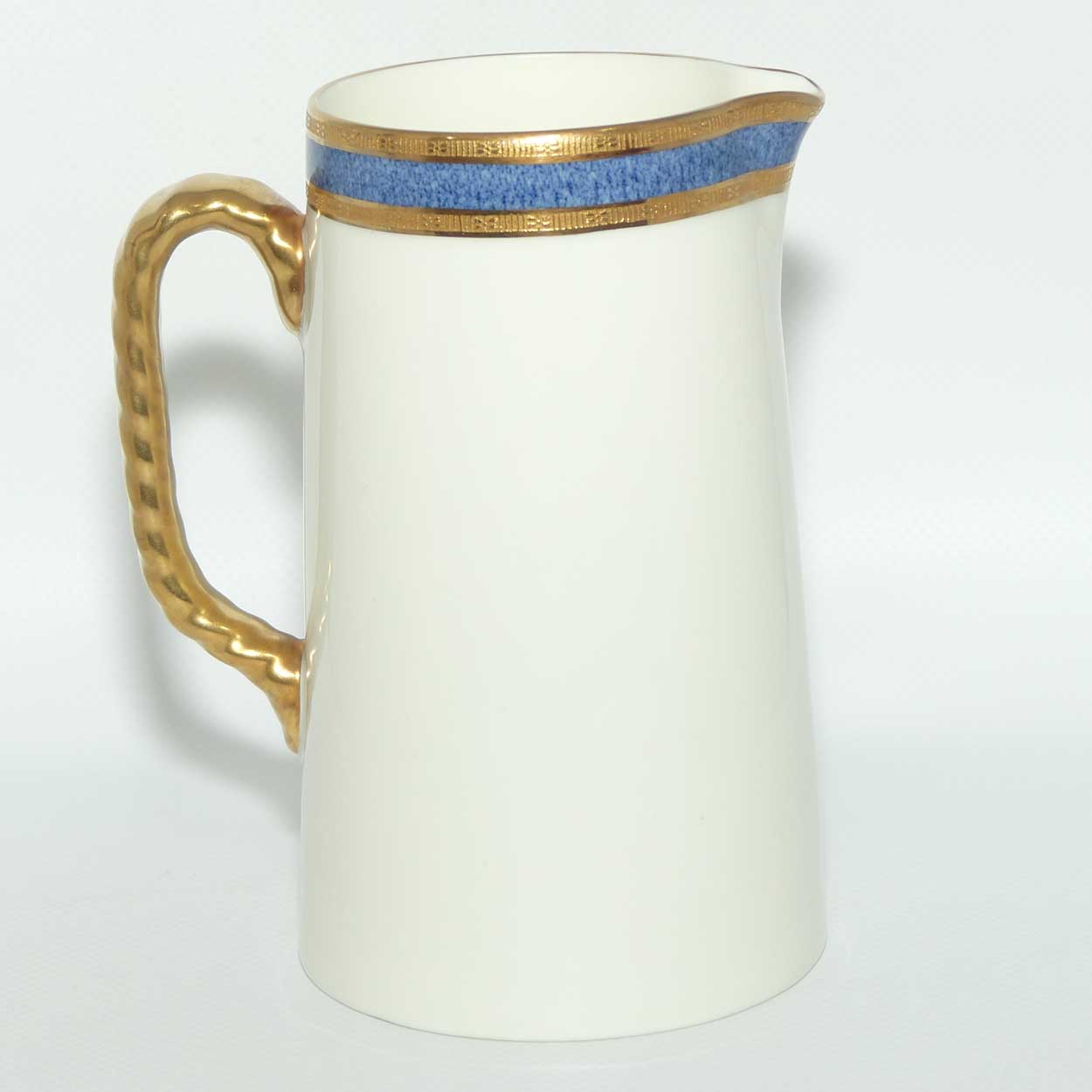 Royal Doulton superbly gilt rope twist handle jug decorated with Blue band | H3367 | 14+ cm tall