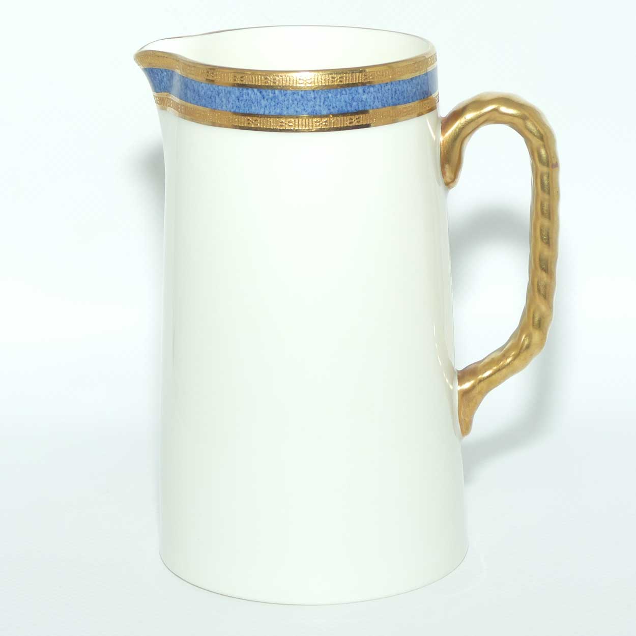 Royal Doulton superbly gilt rope twist handle jug decorated with Blue band | H3367 | 14+ cm tall