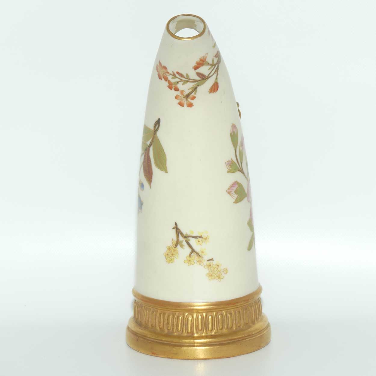 Royal Worcester Blush Ivory hand painted and gilt horn handle jug (Smaller, Dogwood Rose)