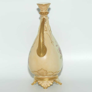 Royal Worcester Blush Ivory hand painted and gilt twin handle Roses vase