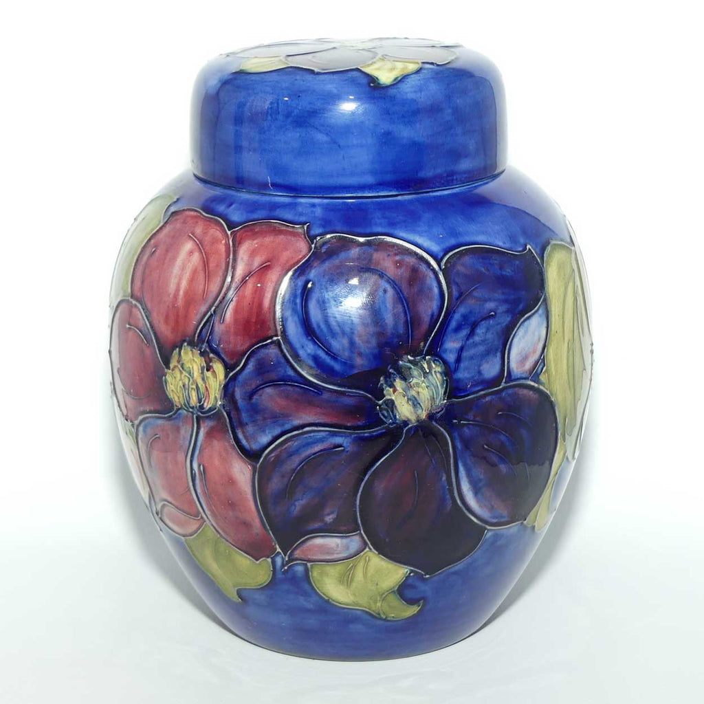 Walter Moorcroft Clematis | Blue large size lidded ginger jar | 20.5cm tall