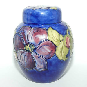 Walter Moorcroft Clematis | Blue large size lidded ginger jar | 20.5cm tall