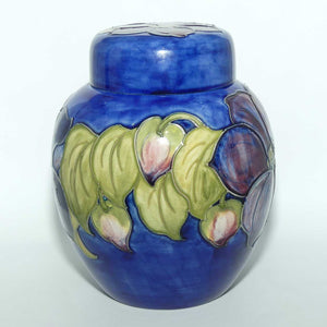 Walter Moorcroft Clematis | Blue large size lidded ginger jar | 20.5cm tall