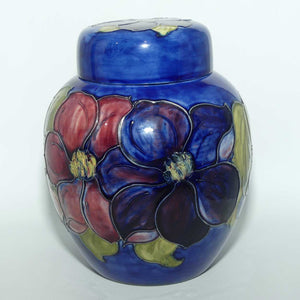 Walter Moorcroft Clematis | Blue large size lidded ginger jar | 20.5cm tall