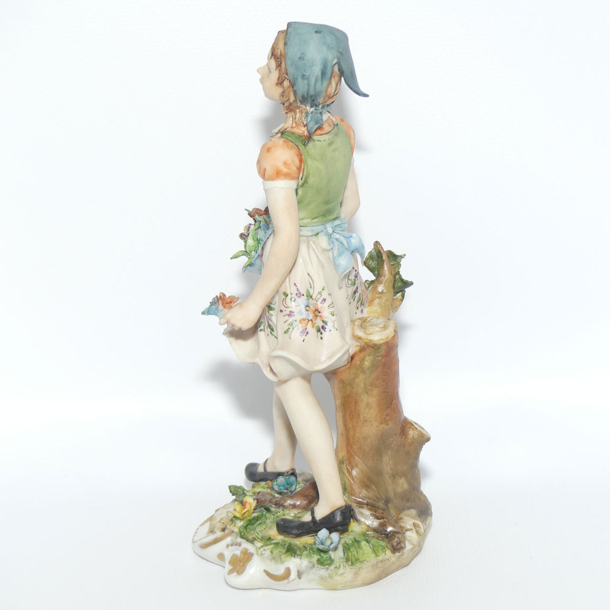 Capodimonte figure signed Sandro | Girl with Flowers