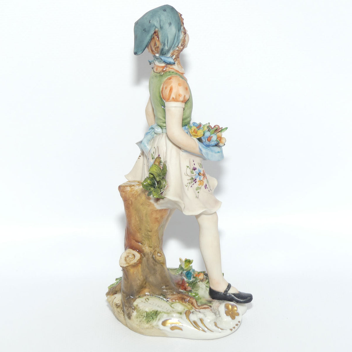 Capodimonte figure signed Sandro | Girl with Flowers