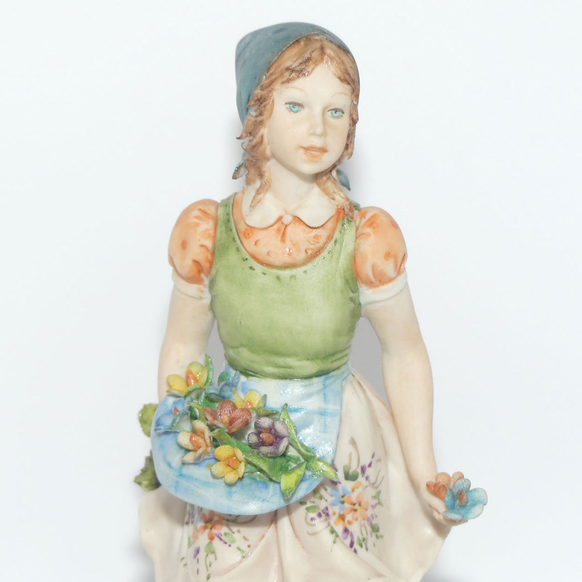 Capodimonte figure signed Sandro | Girl with Flowers