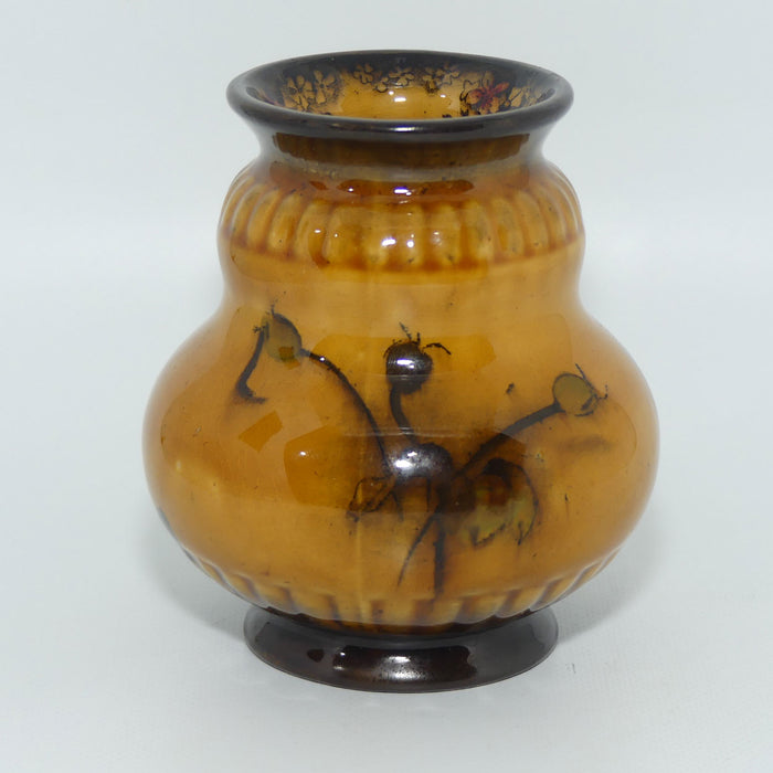 George Jones & Sons Madras pattern Holbein glaze wide miniature vase