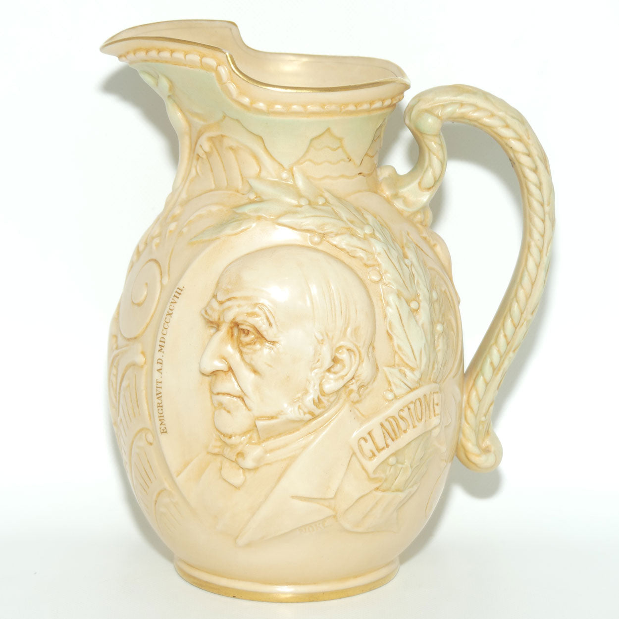 Doulton Burslem Vellum Ware jug William Ewart Gladstone