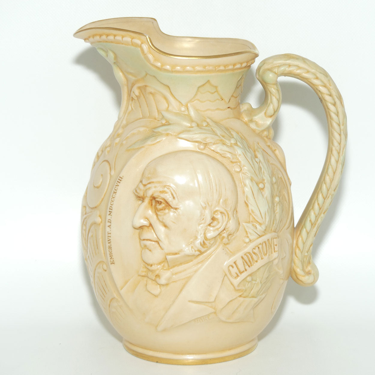 Doulton Burslem Vellum Ware jug William Ewart Gladstone