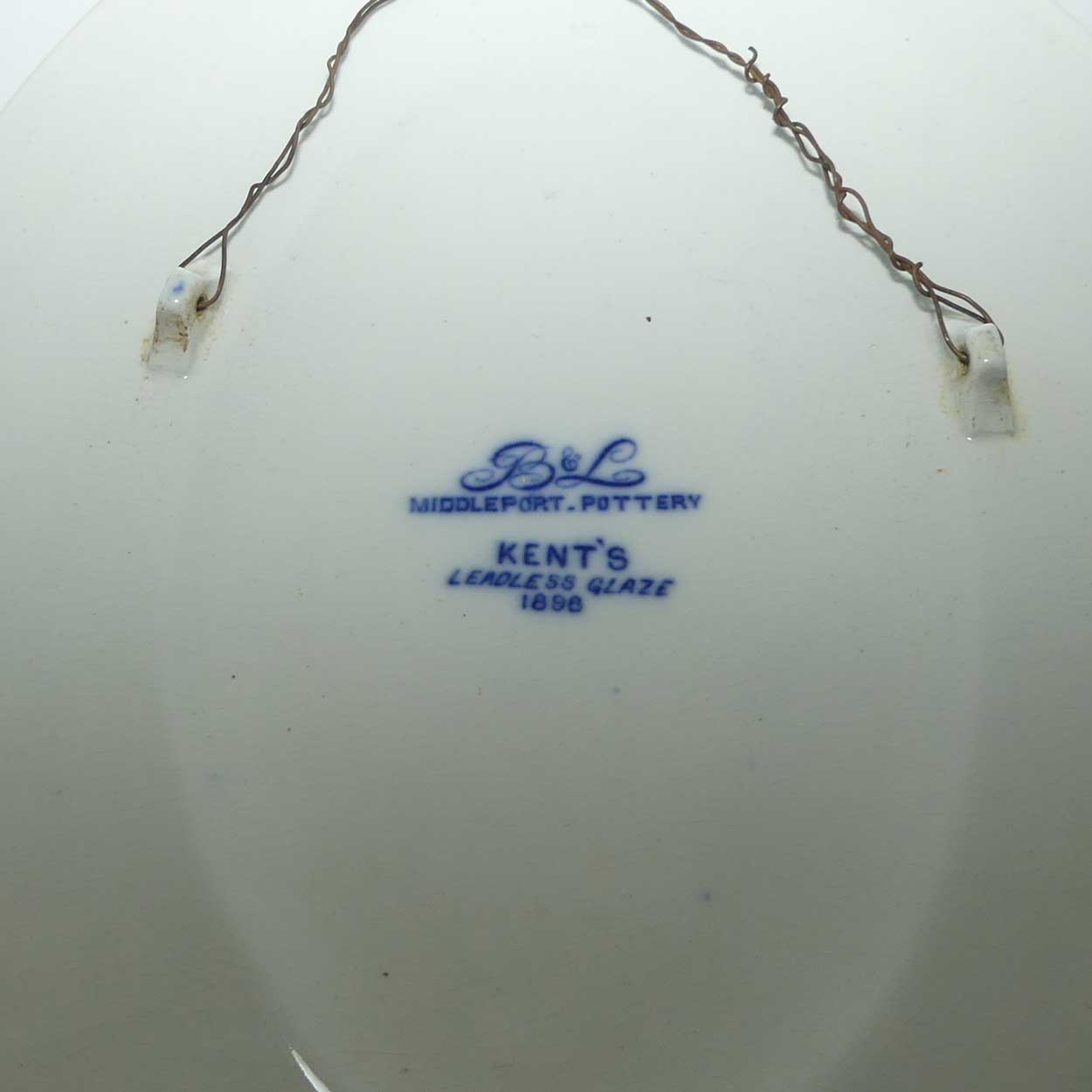 Burgess and Leigh Kents Leadless Glaze Blue and White plaque depicting William Ewart Gladstone