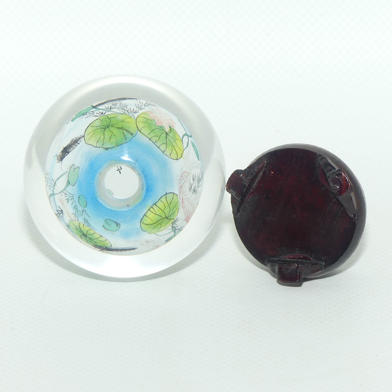 Chinese Inside Hand Painted Crystal Ball on wooden stand