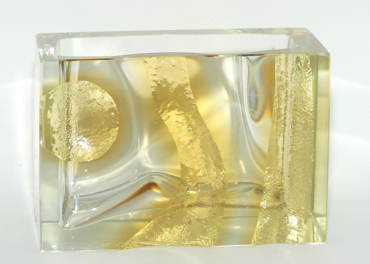 Exbor Czechoslovakia Mid Century Glass brick vase by Karel Wunsch