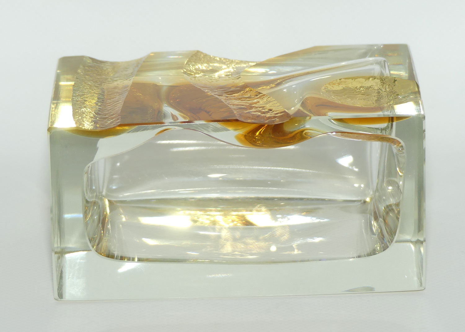 Exbor Czechoslovakia Mid Century Glass brick vase by Karel Wunsch