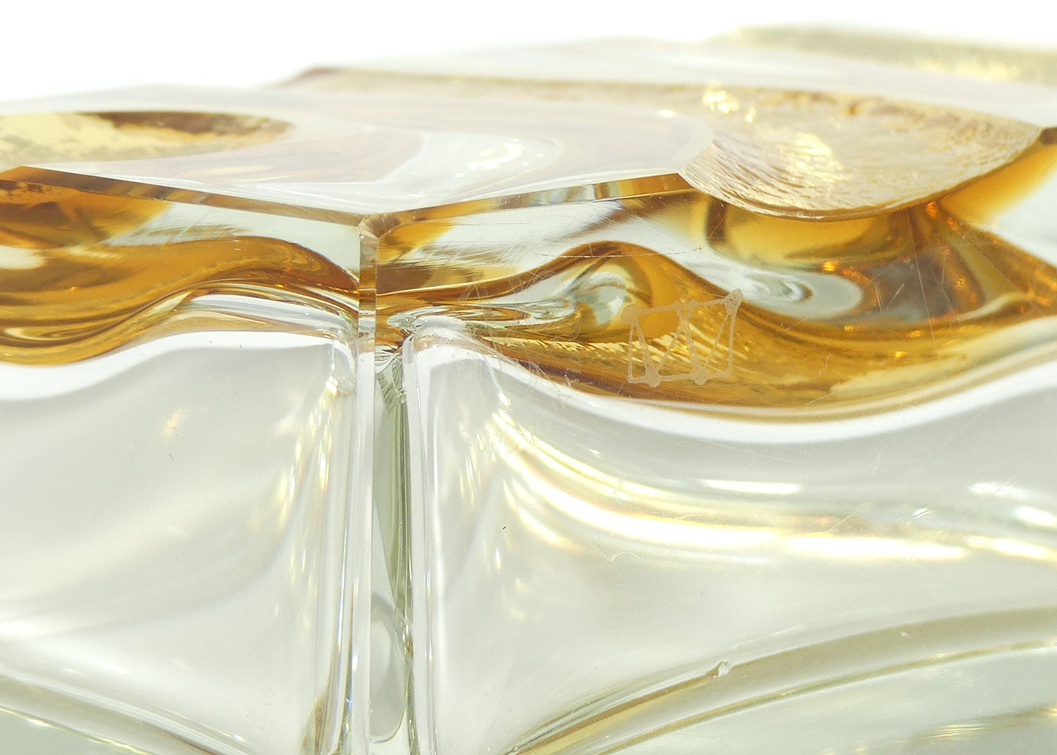 Exbor Czechoslovakia Mid Century Glass brick vase by Karel Wunsch