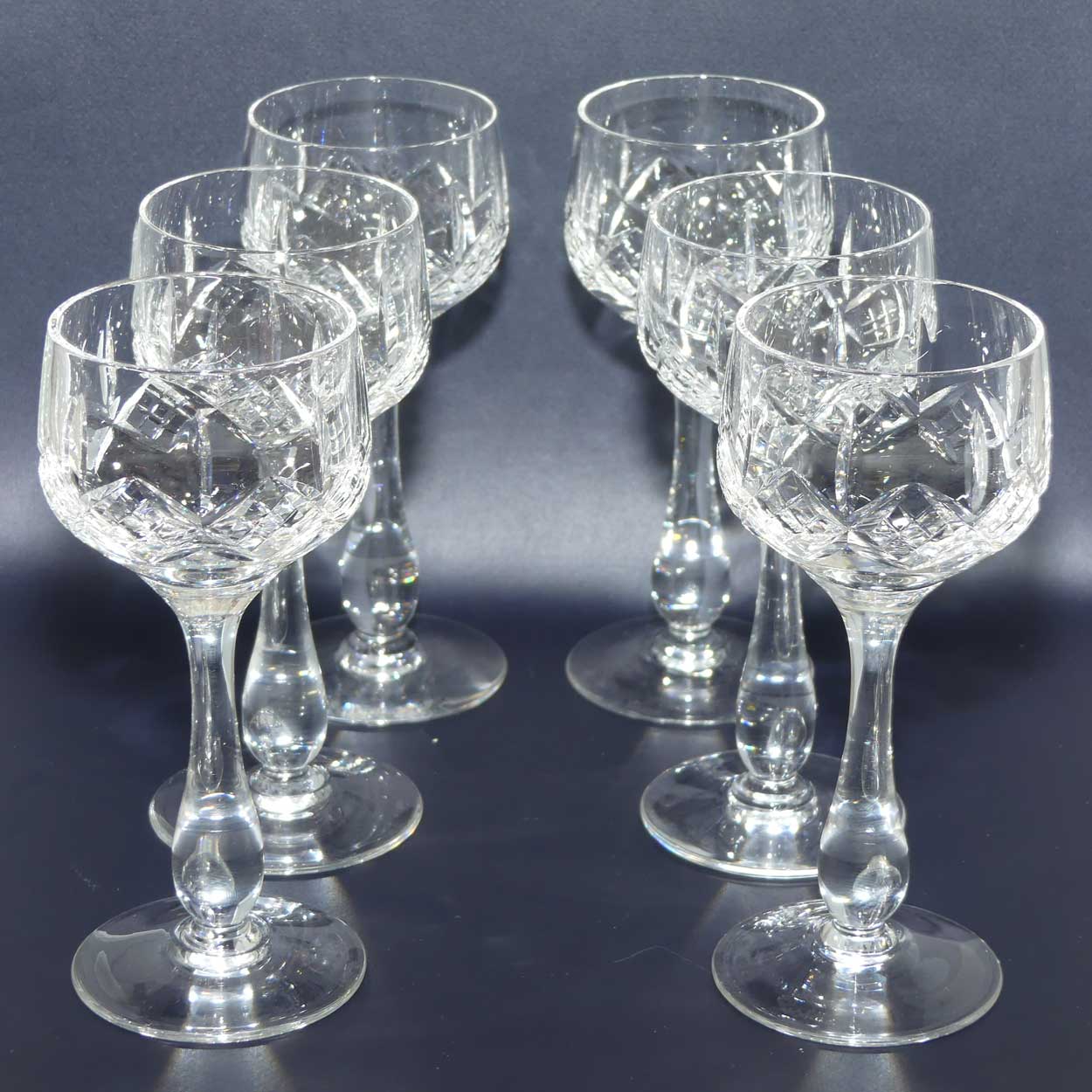 Stuart Crystal | Glengarry pattern | set 6 Wine Hock glasses | 125ml