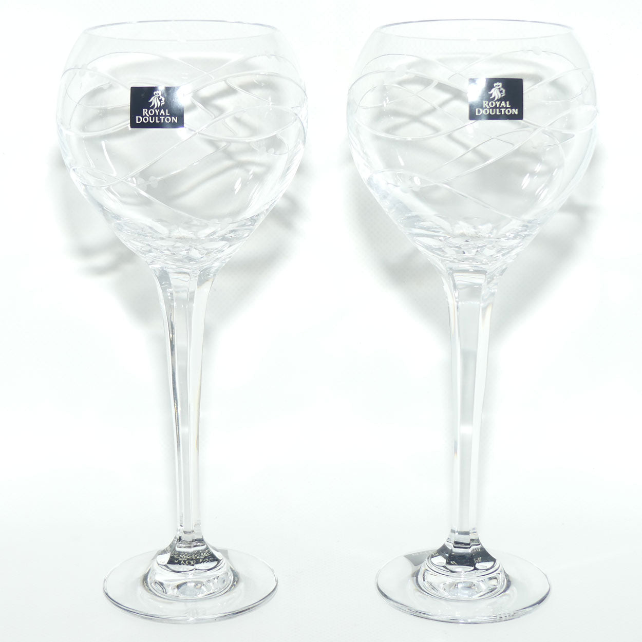 Royal Doulton Crystal Precious pattern | Pair of Wine Glasses | 300ml | boxed