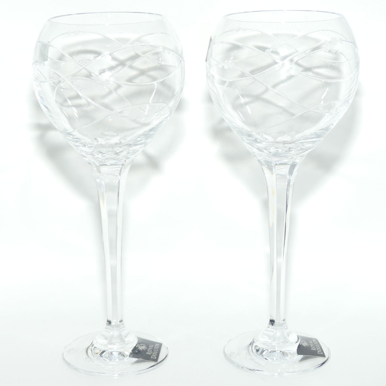 Royal Doulton Crystal Precious pattern | Pair of Wine Glasses | 300ml | boxed