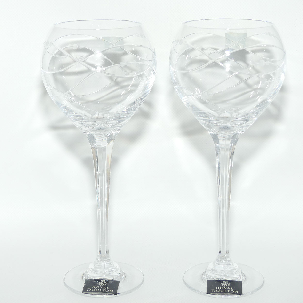 Royal Doulton Crystal Precious pattern | Pair of Wine Glasses | 300ml | boxed