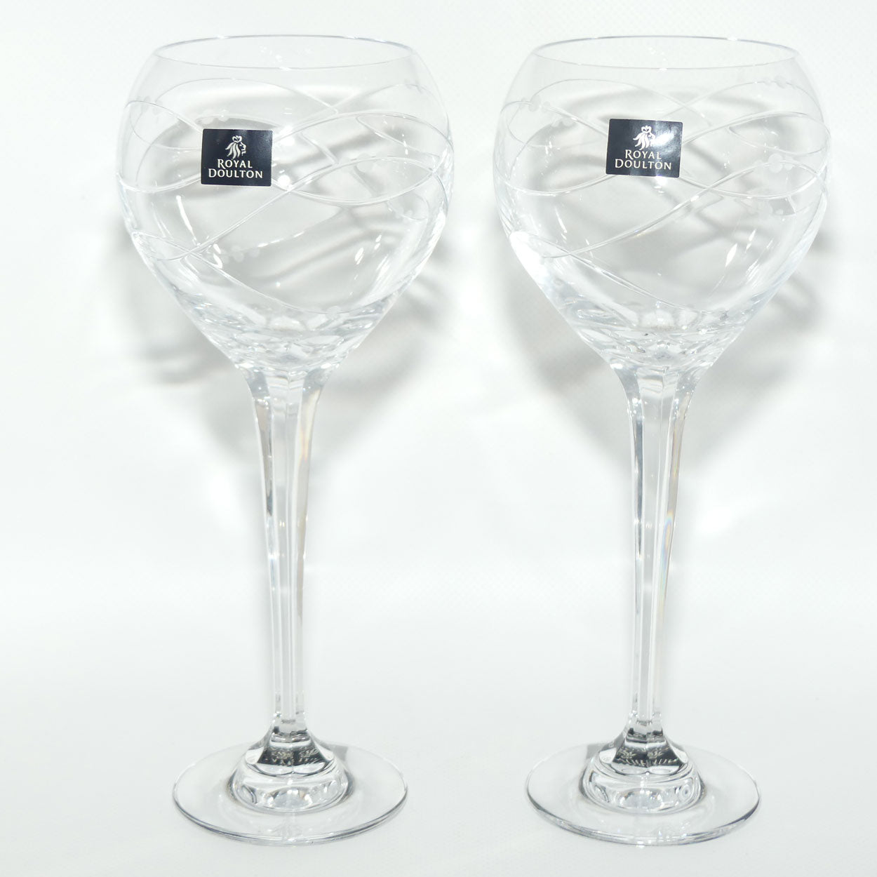 Royal Doulton Crystal Precious pattern | Pair of Wine Glasses | 300ml | boxed