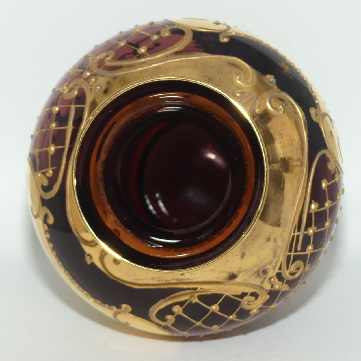 Venetian Glass Amethyst and Gilt with applied enamel flowers vase