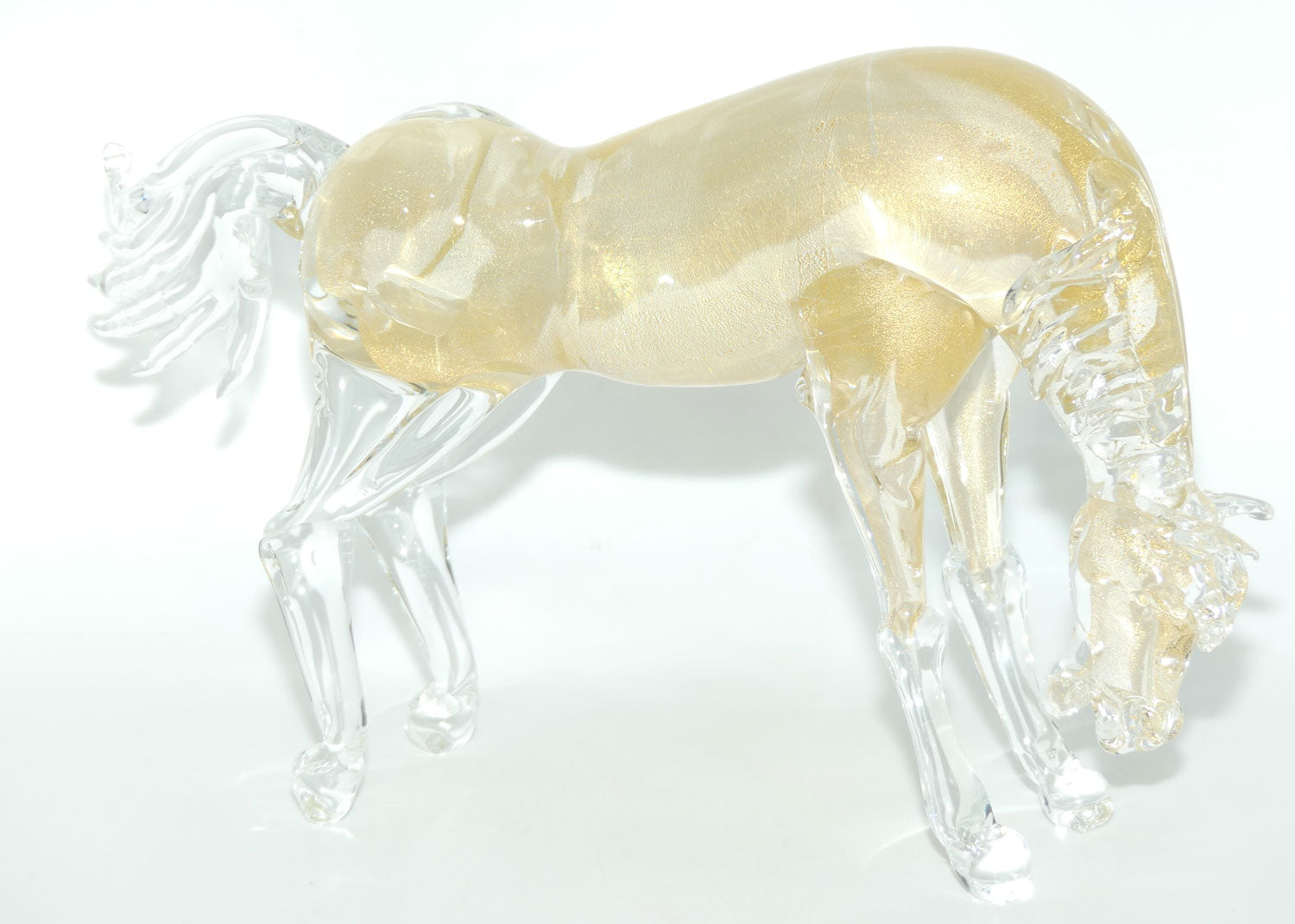 Murano Glass Gold Aventurine Horse figure | signed Formia Murano