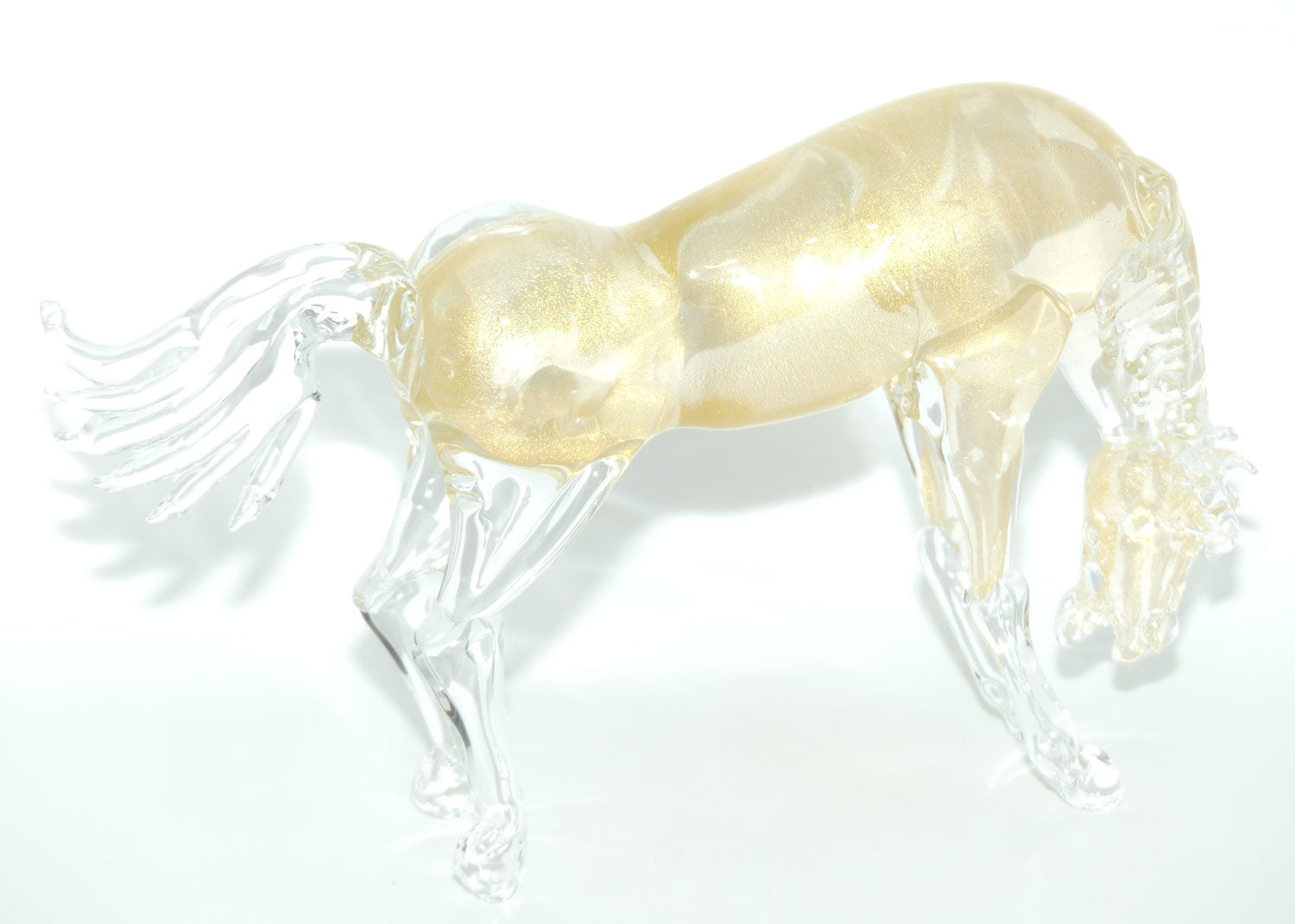 Murano Glass Gold Aventurine Horse figure | signed Formia Murano