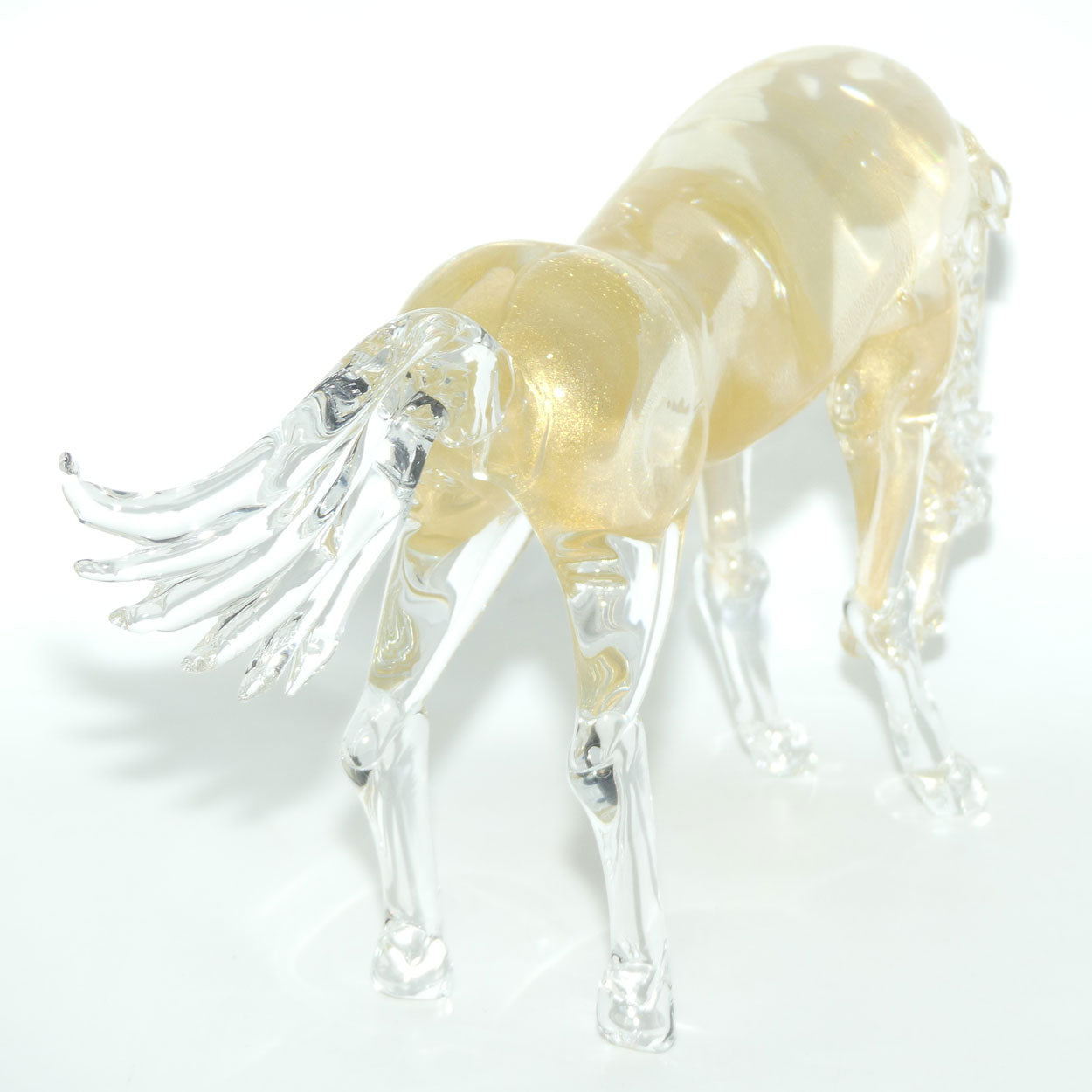 Murano Glass Gold Aventurine Horse figure | signed Formia Murano