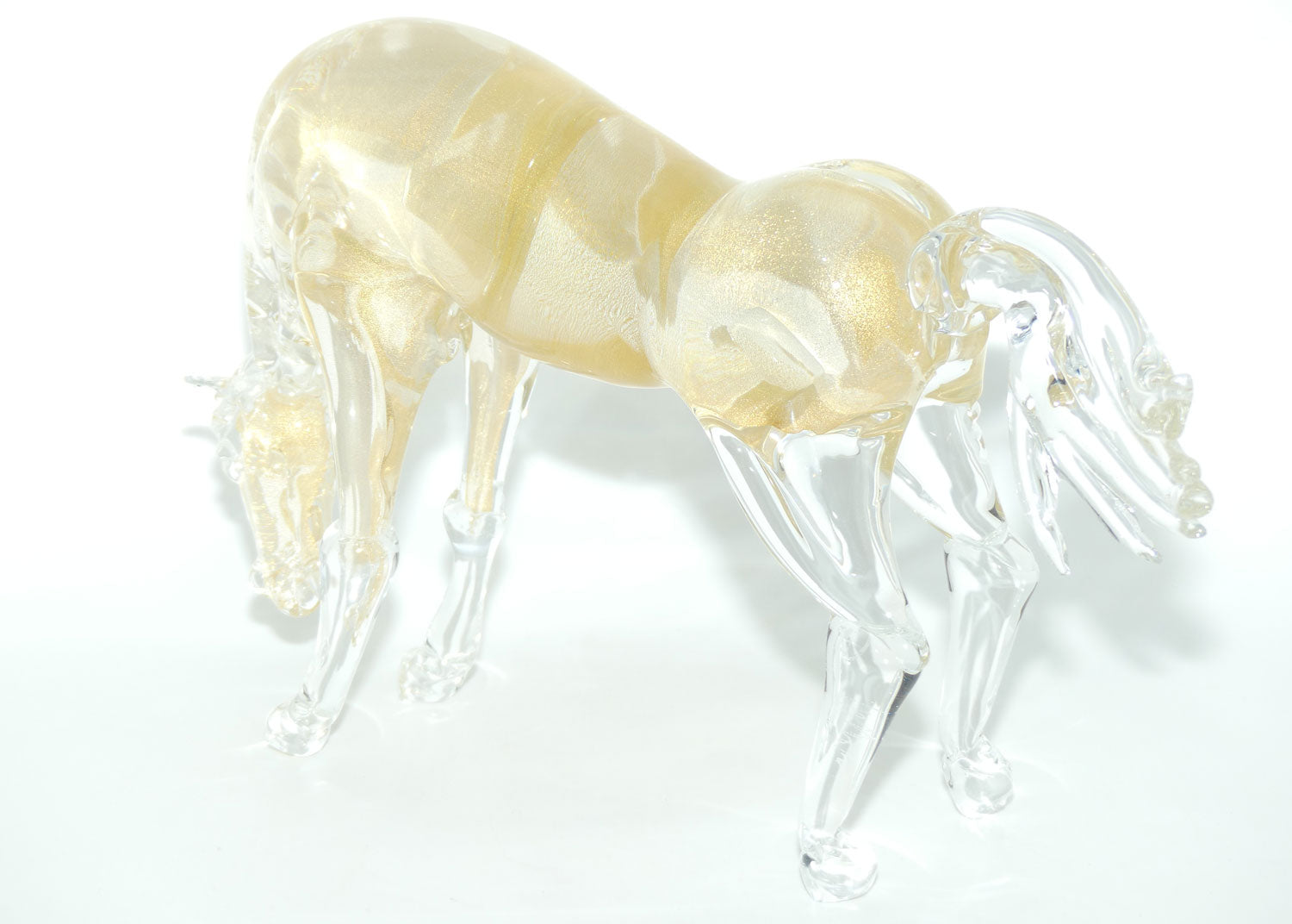 Murano Glass Gold Aventurine Horse figure | signed Formia Murano