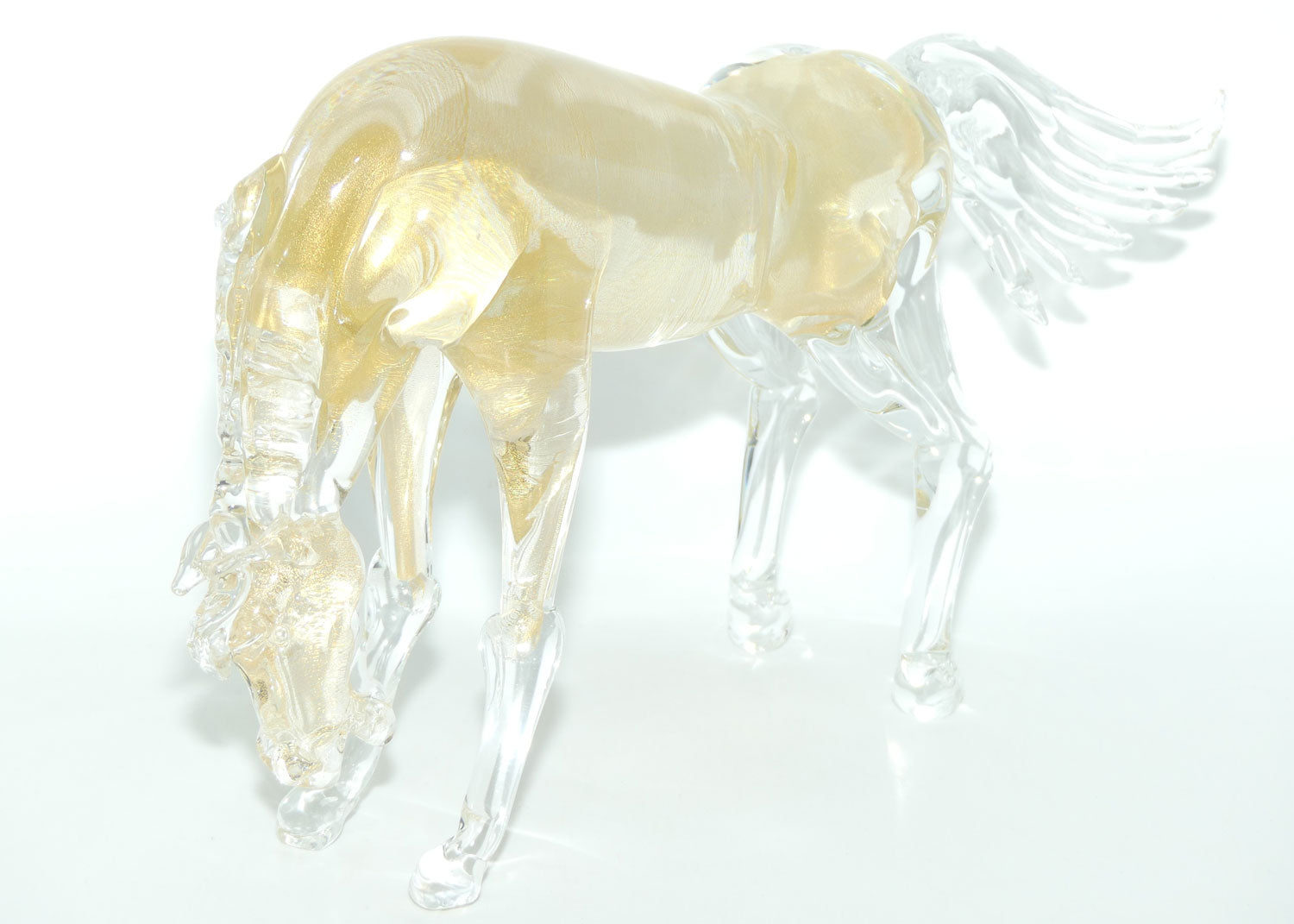 Murano Glass Gold Aventurine Horse figure | signed Formia Murano