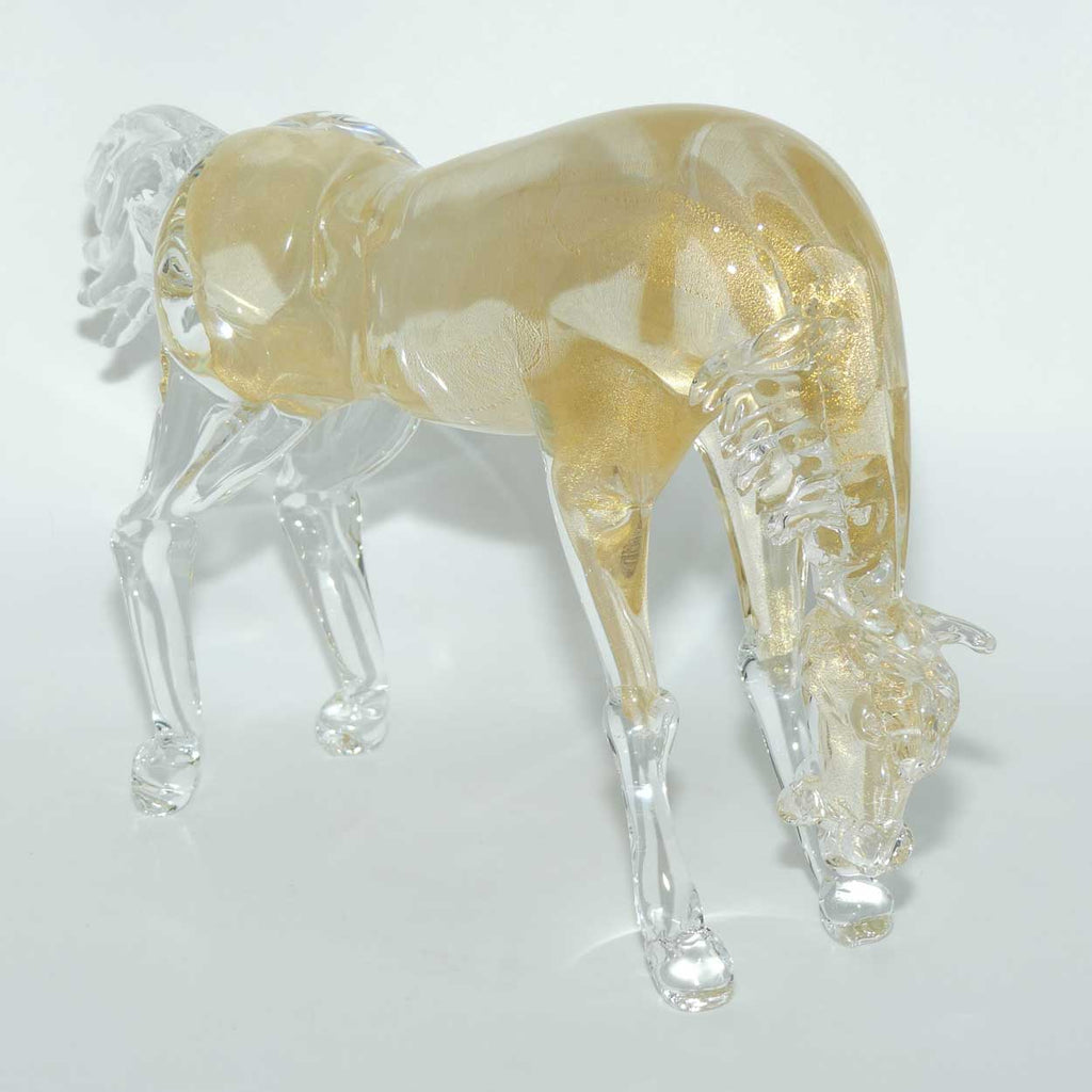 Murano Glass Gold Infused Horse figure | signed Formia Murano