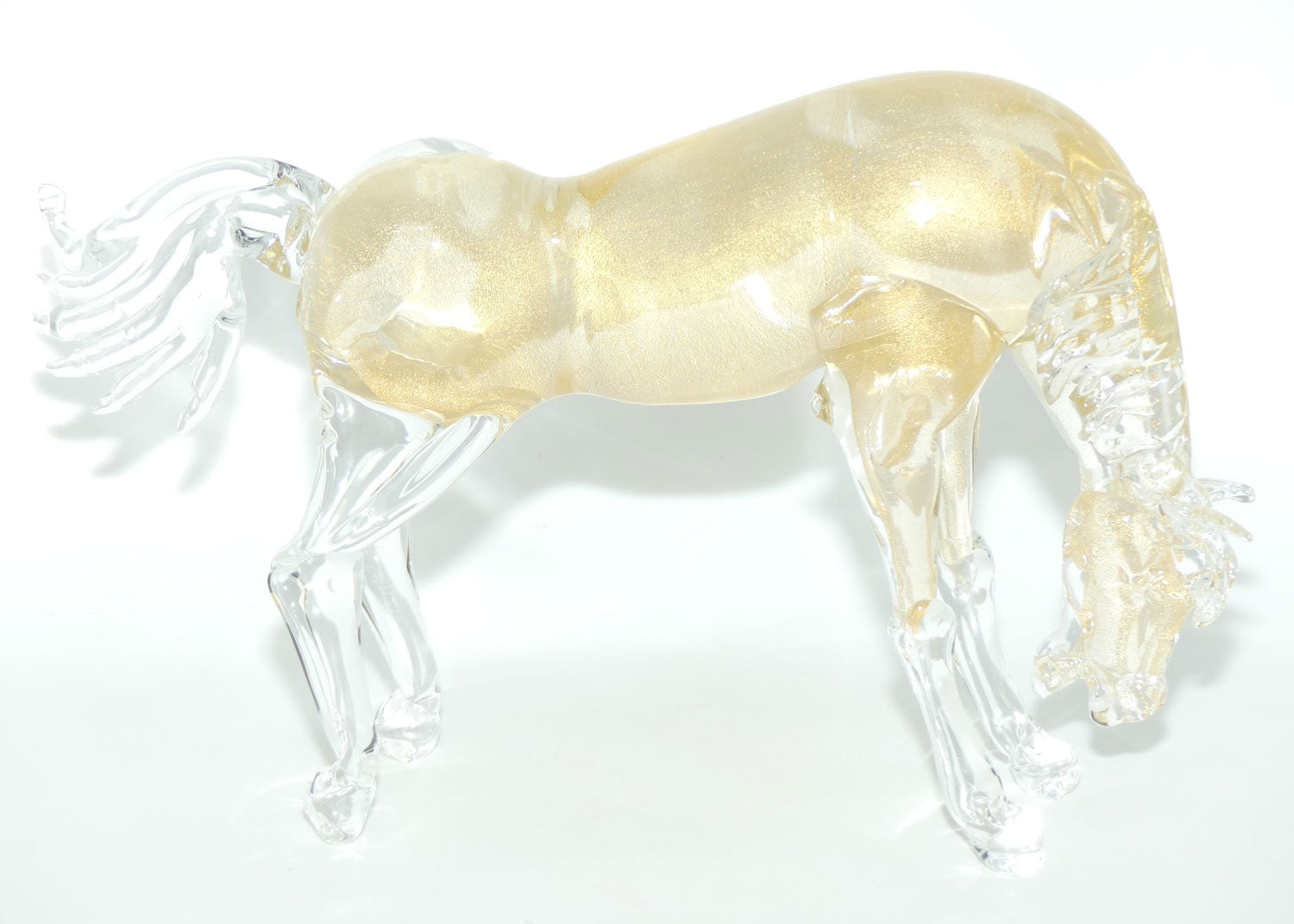 Murano Glass Gold Aventurine Horse figure | signed Formia Murano