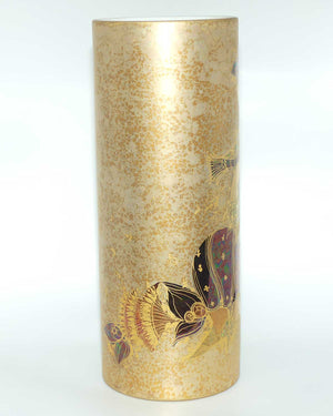 Rosenthal Studio Line Bjorn Wiinblad Scheherazade with birds heavily gilt very tall cylindrical vase | 42.5cm tall