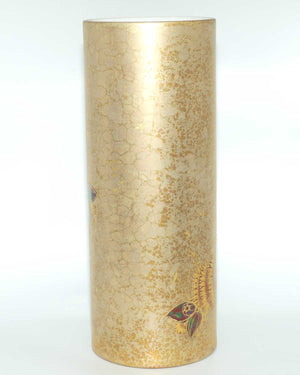 Rosenthal Studio Line Bjorn Wiinblad Scheherazade with birds heavily gilt very tall cylindrical vase | 42.5cm tall