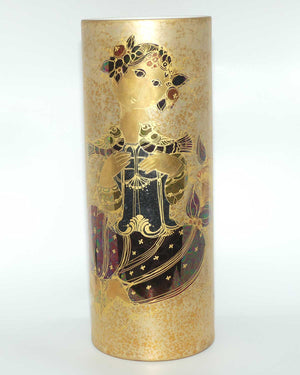 Rosenthal Studio Line Bjorn Wiinblad Scheherazade with birds heavily gilt very tall cylindrical vase | 42.5cm tall