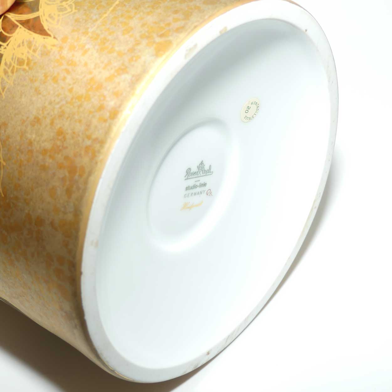 Rosenthal Studio Line Bjorn Wiinblad Scheherazade with birds heavily gilt very tall cylindrical vase | 42.5cm tall