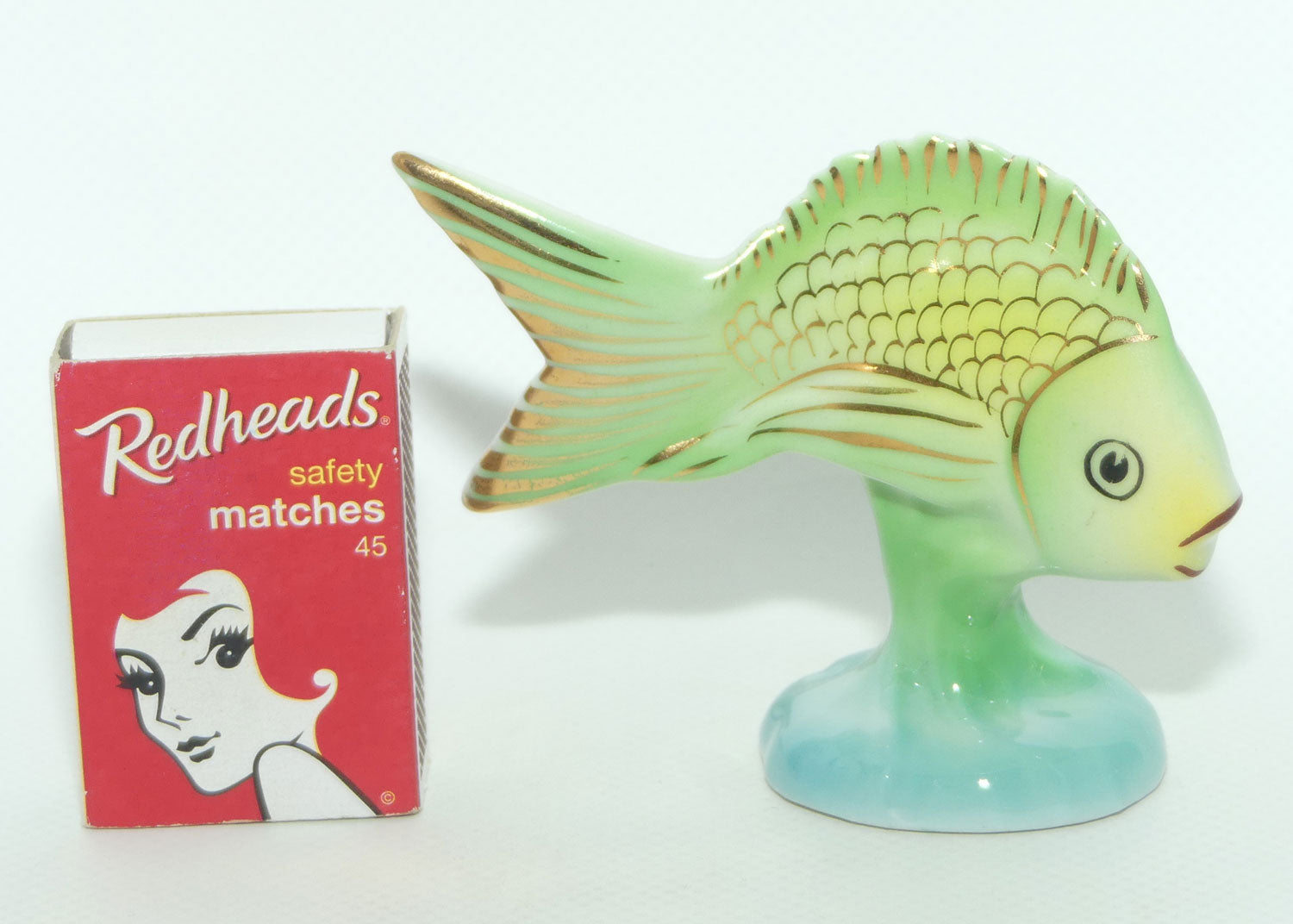 Vintage Hollohaza Hungary figure | Green Goldfish
