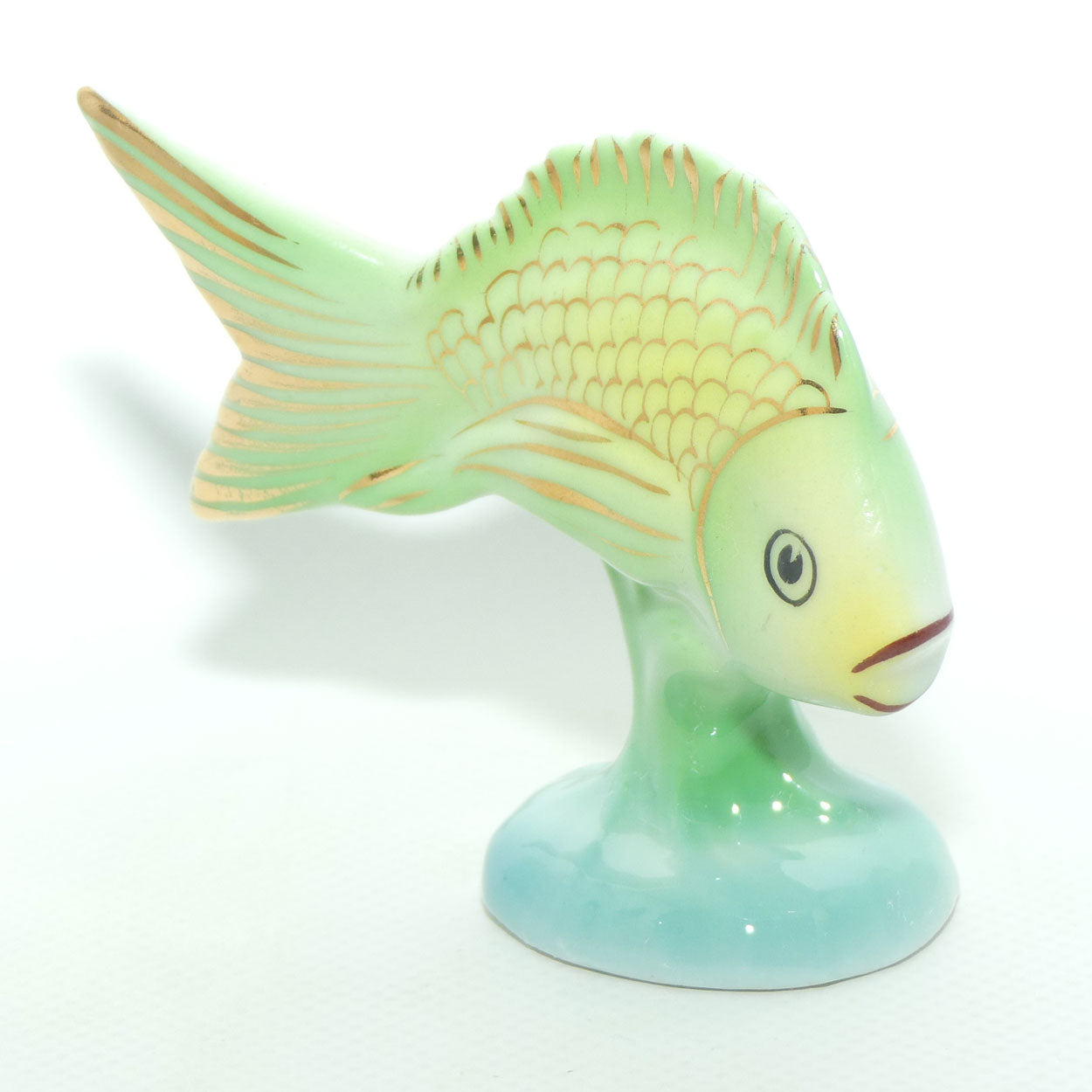 Vintage Hollohaza Hungary figure | Green Goldfish