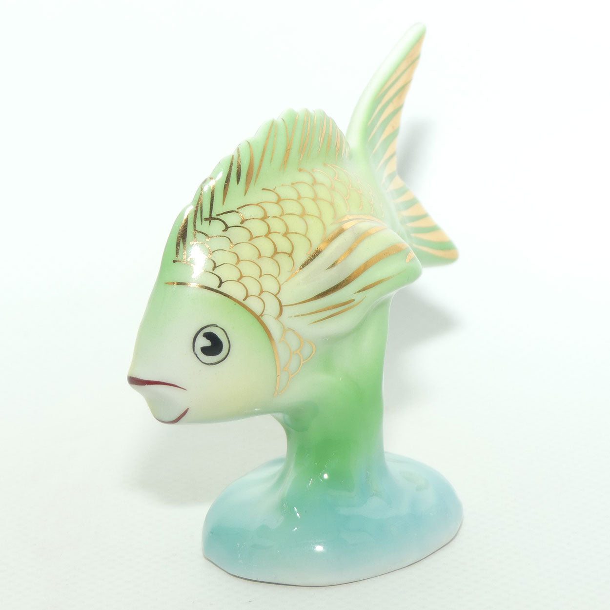 Vintage Hollohaza Hungary figure | Green Goldfish