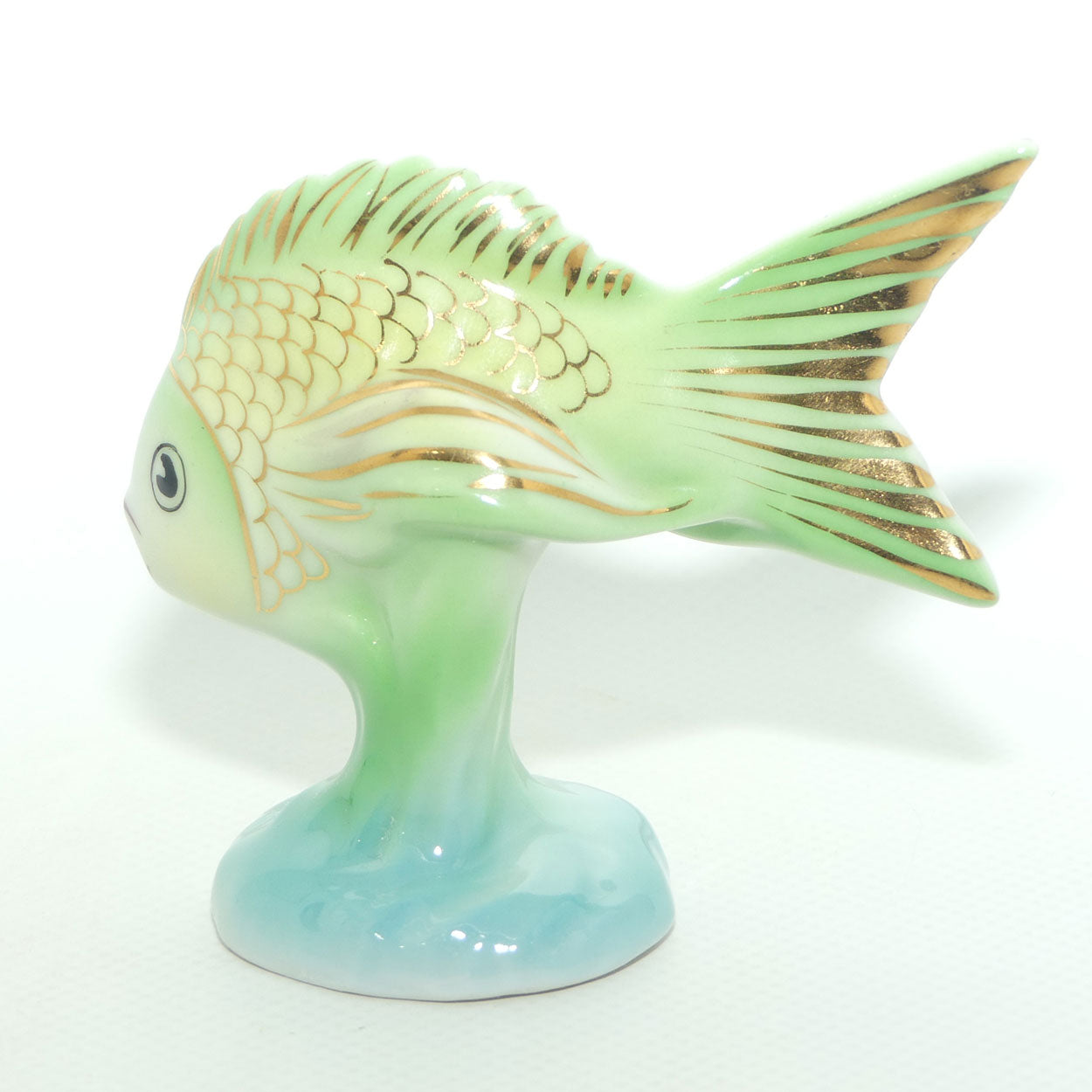 Vintage Hollohaza Hungary figure | Green Goldfish