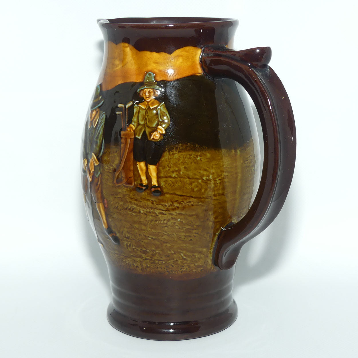 Royal Doulton Kingsware Charles Crombie Golfers ale jug